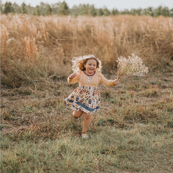 Wild Flowers Striped Yellow Russian Nesting Dolls Size 8 - Picture 7 of 7